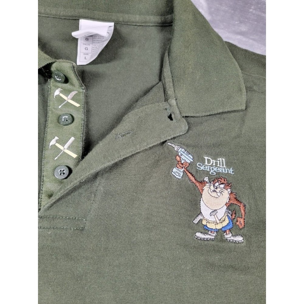 VTG '01 Warner Bros Looney Tunes Men's Large Taz Devil Polo shirt Drill Sergeant